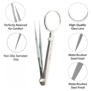 Stainless Steel Tweezer with Magnifier for Pets & Splinters