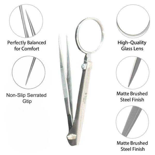 Stainless Steel Tweezer with Magnifier for Pets & Splinters